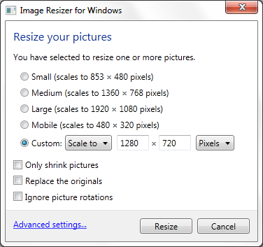 Image Resizer 3 CTP Screenshot