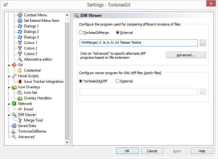 TortoiseGit Diff Viewer Settings