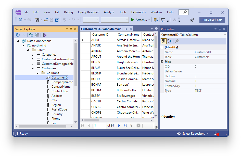 VisualStudio.Data.Sqlite screenshot